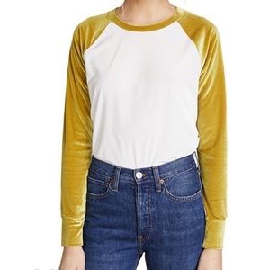 Madewell White and Gold Raglan Sleeve Top